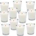Unscented White Votive Candles in Glass 20 Packs Small Soy Wax Votives for Wedding Party Dinner Table