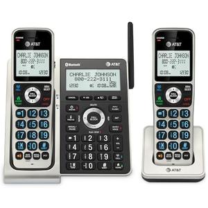 AT&T BL3107-2 DECT 6.0 2-Handset Cordless Phone with Bluetooth Connect to Cell, Smart Call Blocker, Digital Answering System, Extended Range, Big Buttons - Titanium Black
