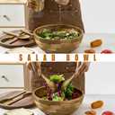 JOYMAY Salad Bowls Wood Salad Bowl Set with Lid Acacia Wood Serving Bowl for Fruits or Salads 10.5" Large Serving Bowl with Serving Utensils, 4 Piece Wooden Mixing Bowl Set for Kitchen, Picnic