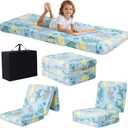 MeMoreCool Foldable Floor Mattress for Kids, Glow Dinosaur Trifold Nap Mat for Toddlers, Portable Sleeping Futon for Daycare or Floor Bed, 57x22x3 Inch