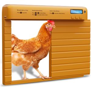 Automatic Chicken Coop Door Battery Powered with Timer & Light Sensor, LCD Display Chicken Coop Door with Timer & Light Sensor, Auto Chicken Door with Anti-Pinch Feature
