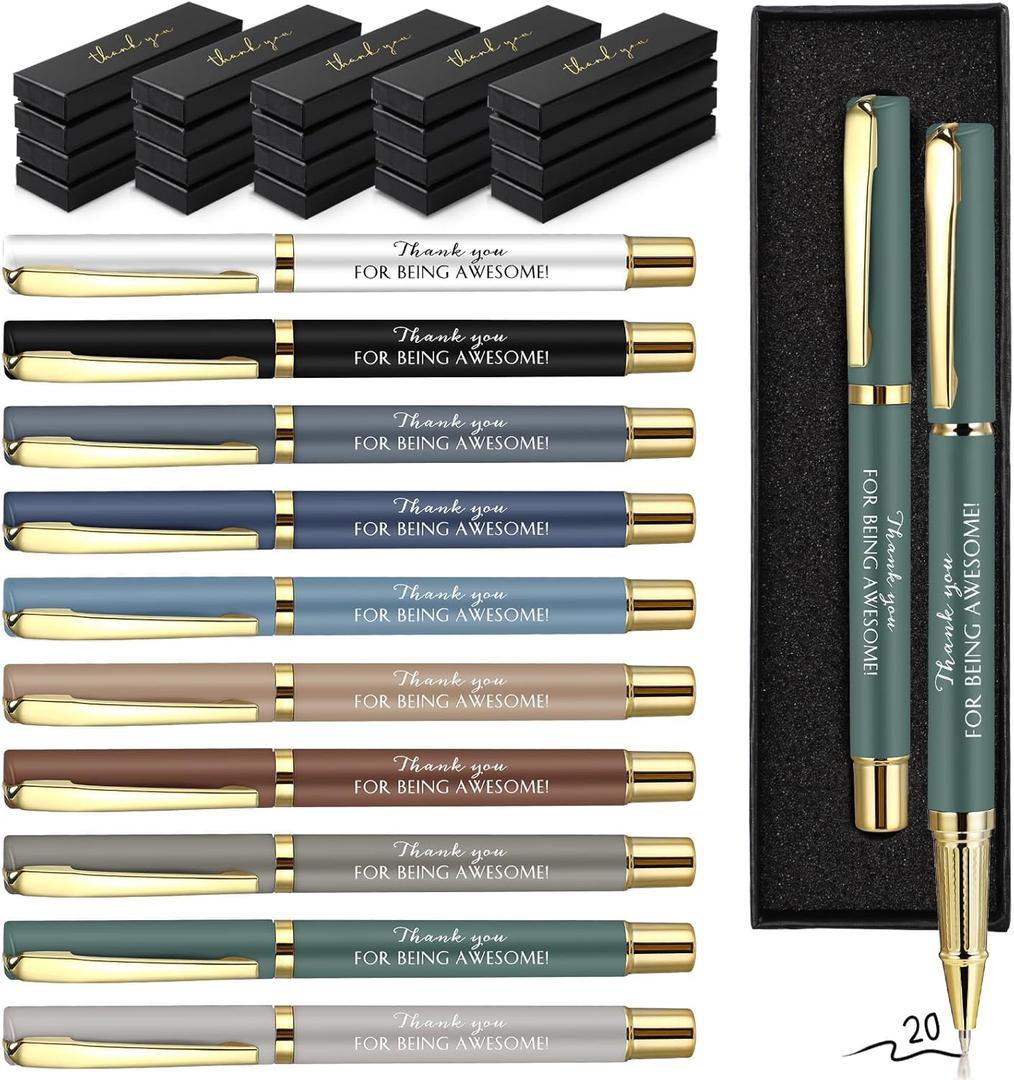 PerKoop Thank You Gifts Inspirational Ballpoint Pen with Box Employee Appreciation Gift Pen Bulk for Nurse Teacher Coworker Office Staff Graduation End of Year(Modern Colors,Thank You)
