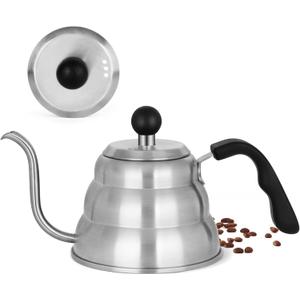 Stainless Steel Tea Kettle 800ml W/O Thermometer Gooseneck Kettle for Stovetop Pour Over Coffee Kettle Precision Pour Drip Spout Tea Pot 28oz,4 Cup,Silver,1Pack (0.9 Quarts)