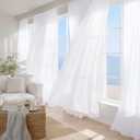 NICETOWN White Sheer 96 inches Long Curtains for Living Room, Rod Pocket Lightweight Drapes Voile Sheer Air & Breathable Window Treatments for Bedroom, W42 x L96, 2 Panels