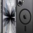 zapica Magnetic for iPhone 17 Case, with [Tempered Glass Screen Protector] [Compatible with MagSafe] Translucent Matte Shockproof Anti-Scratch Phone Cover, Black