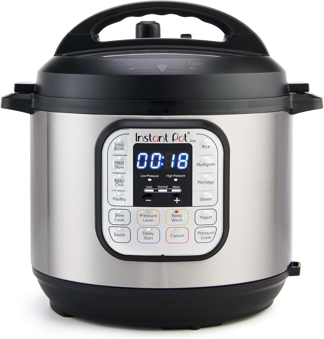 Instant Pot Duo 7-in-1 Electric Pressure Cooker, Slow Cooker, Rice Cooker, Steamer, Saut, Yogurt Maker, Warmer & Sterilizer, Includes App with Over 800 Recipes, Stainless Steel, 8 Quart