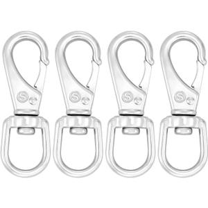 SHONAN 3.5 Inch Stainless Steel Flag Clips for Flagpole Rope- 4 Pack Diving Clips Flag Pole Clips, Swivel Snap Hooks for Dog leashes, Keychains, Boat Ropes, Bird Feeders