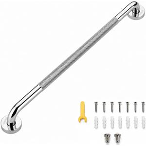 32 Inch Shower Grab Bar, Chrome Anti-Slip Bathroom Grab Bar with Knurled Grip, Stainless Steel Safety Handrail for Toilet Bathtub, Shower Handle Handicap Bars for Senior, Elderly, Pregnant