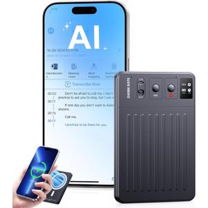 TTQ AI Voice Recorder, Digital Voice Recorder App Control, Transcribe & Summarize & Translation Empowered by ChatGPT, Wireless Charging, 121 Languages, 64GB Memory for Lecture, Meeting, Calls