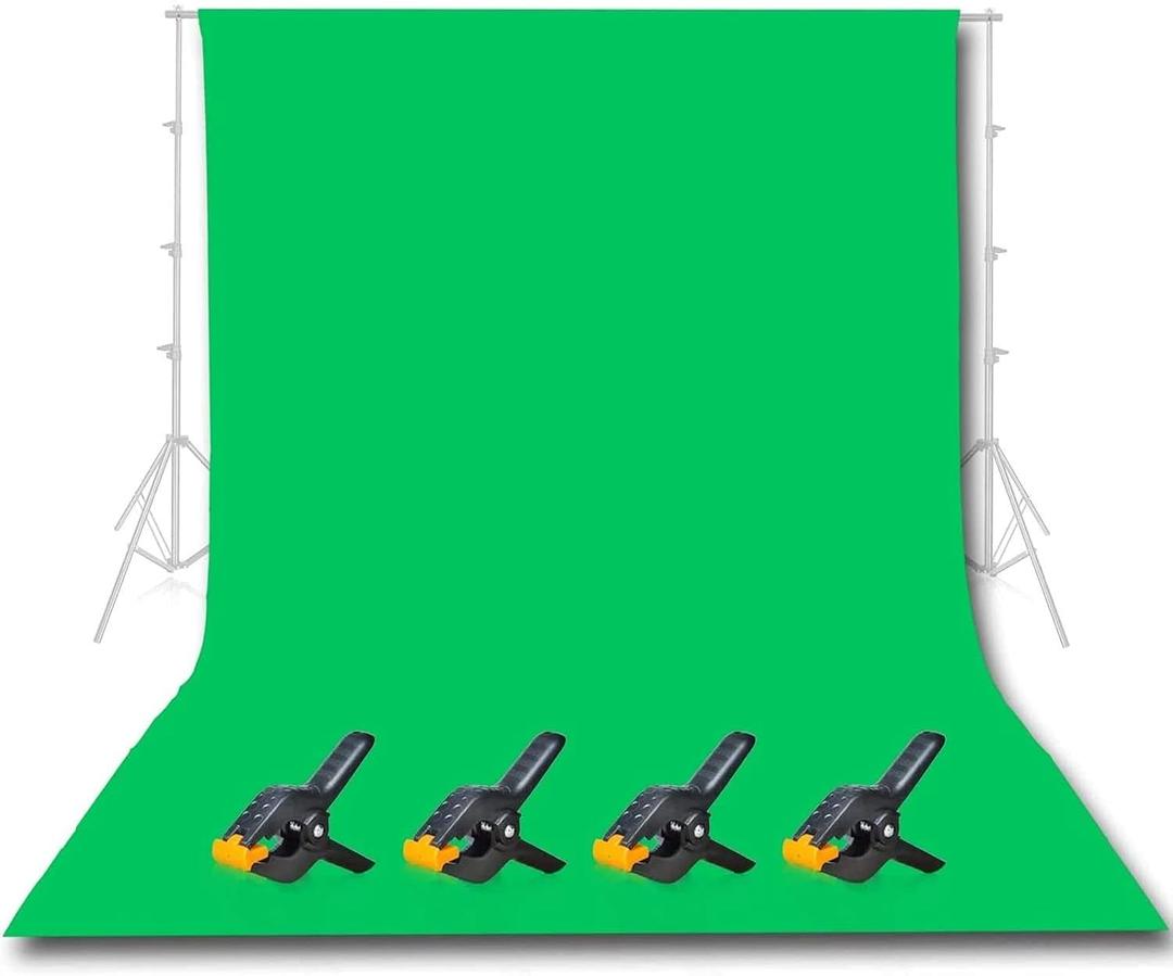 EMART Green Screen Backdrop, 10 x 12 Ft Photography Greenscreen Background Sheet Fabric Kit for YouTube Video Streaming Zoom, Small Photo Chromakey Muslin Cloth Curtain with 4 Clip