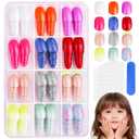 288Pcs Press On Nails For Girls,12 Colors Kid Fake Nail Kit Short Press on Nails For Kids,Stick On Nails Stuff for Girls 7-12 Years,4Colors Glitter Base And Multicolo French Tip nails