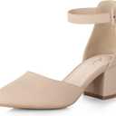 Ankis Closed Toe Heels for Women -Black Nude Gold Silver Pointed Toe Heels Low Block Chunky Women Pumps with Ankle Strap -2.25 Inch (9)