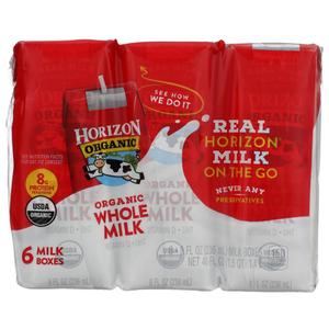 HORIZON ORGANIC Organic Whole Milk 6pk, 48 FZ, Best By: 30 APR 26