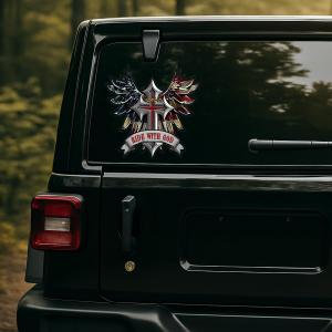 Premium Ride with God Wings and Cross Helmet Sticker Decal  Motorcycle Tank, Tool Box, Bumper Vinyl for Car, Truck  Weatherproof, Durable Christian Faith Vinyl Decal (9 x 9 inches)
