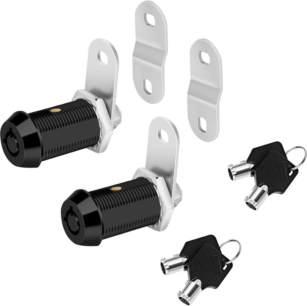 RV Storage Locks, Keyed Alike, 1-1/8' Fits 7/8' Max Door Thickness, Camper Trailer Cabinet Locks (Black 1-1/8 Inch 2Pack)