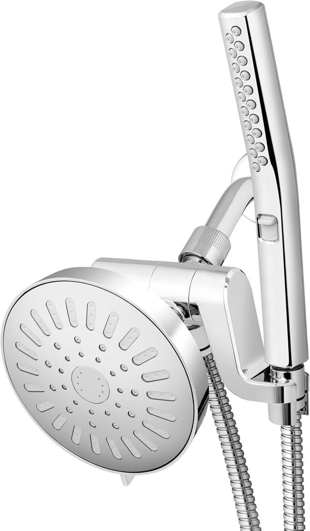 Waterpik High Pressure Handheld Wand and Rain Shower Head Combo with 8-Foot Long Metal Hose, Body Wand Spa System with 7 Spray Modes for Hair and Body, Chrome (No Size)
