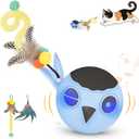 Cat Toys, Interactive Cat Toys for Indoor Cats, USB Rechargeable Electronic Smart Exercise Kitten Toy, Motion Chirping Activated Moving Ball (Blue)