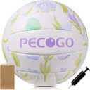 Volleyball Size 5 PU Leather Soft Indoor Outdoor Volleyballs Sports Training Game Play Ball for Beginner, Teenager, Adult, 8.2 (Purple+White (Irises))