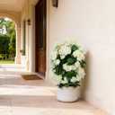 QIANYUN Faux Hydrangea Tree 30" Tall (2 Pack), Artificial Hydrangea Plant in Pot with White Flowers, Realistic Hydrangea Tree for Indoor Outdoor Porch, Patio, Home Decor