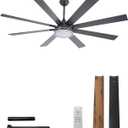 FELCO 72 Inch Ceiling Fan with Lights and Remote, Large Black Ceiling Fan | Quiet DC Motor, 6-Speed Reversible, 8 Dual-Finish Blades, 3CCT, 24W LED Light, for Living Room & Covered Outdoor Patio