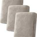 H.VERSAILTEX Velvet Stretch Couch Cushion Cover Plush Cushion Slipcover for Chair Loveseat Sofa Cushion Furniture Protector Seat Cushion Sofa Cover (3 Piece Sofa Cushion Covers, Oatmeal)  21.6"D x 19.6"W x 2"H