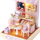 TuKIIE DIY Miniature Dollhouse Kit with Furniture, 1:24 Scale Creative Room Mini Wooden Doll House Plus Dust Proof for Kids Teens Adults(Sweet Talk)