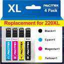 Remanufactured for 220XL Ink Cartridge Replacement for Epson 220 XL Cartridges for Epson Printer WF-2760 WF-2750 WF-2660 WF-2650 WF-2630 XP-424 XP-420 XP-320 (Black Cyan Magenta Yellow 4 Pack)