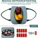 EurCross Elegant Green White Check Lunch Bag for Women, Lightweight and Portable Insulated Small Lunch Box Tote Bag for Adult Outdoors, Daily-use, Work, Short Trips