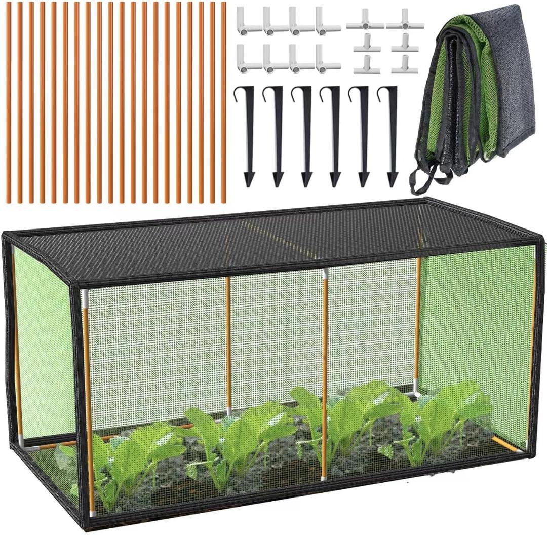 Garden Mesh Plant Enclosure, Plant Shade with Bracket, Mesh Plant Cover, Raised Beds Row Cover Net for Fruits Vegetables Seedlings Flowers, Plant Protection Tent-2.95ft*1.47ft*1.47ft (medium size)