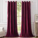 BULBUL Burgundy Curtains 108 inch Length- Living Room Red Velvet Blackout Window Drapes Curtain Thermal Insulated Room Darkening Decor Grommet Curtains for Bedroom Set of 2 Panels