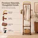 VetaDeMadera Wooden Coat Rack, Rolling Rack with Shelves