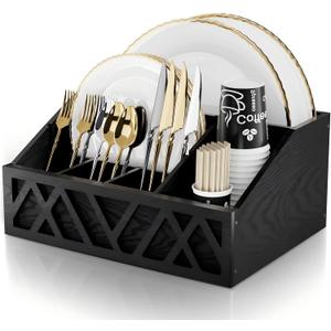 Paper Plate Dispenser, Paper Plate Holder for Kitchen Counter(Black)