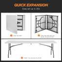 BestOffice 8FT Picnic Table Folding Table Camping Table Plastic Table Fold Up Table Lock for Party Event,White, 8 FT 29"x94"