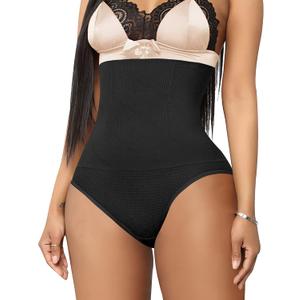 Werena Tummy Control Thong Shapewear for Women Seamless Shaping Thong Panties Body Shaper Underwear (Small, 03# Black-firm)