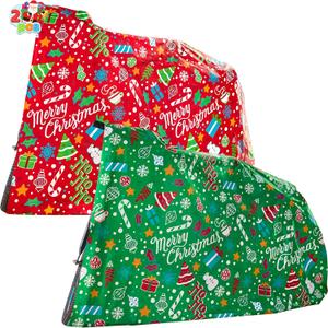 JOYIN 2 PCS Christmas Jumbo Bicycle Gift Bag 72x60 with Tag, Xmas Extra Large Red Green Bike Bags for Heavy Duty Present Wrapping, Huge Gifts Decorations