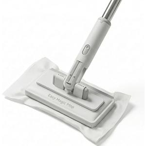 Snap on Grip Mini Mop, No-Touch Lazy Mop, Touch-Free Cloth Attachment, Secure Cleaning Pad Grip, Compact Design, Disposable Dust Mop for House Wall,Bathroom, Windows, Corners (LARGE10.2*4.1*48.4IN)