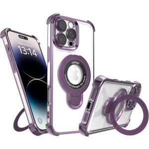 for iPhone 14 Plus Case with Strong Magnetic Ring Stand, Military-Grade Shockproof, 4 Airbag Corners Protective, Fit for MagSafe, Kickstand Phone Case for iPhone 14 Plus - Purple