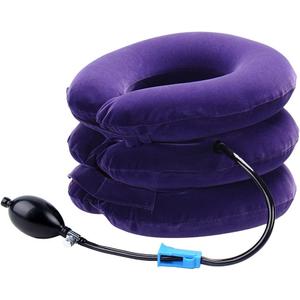 Cervical Neck Traction Device Inflatable Neck Stretcher, Easy to Use for Chronic Neck and Shoulder Pain Relief Traction Spine Alignment, Neck Cervical Brace (Purple)