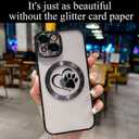 for iPhone 14 Case Glitter Clear Paw Love Heart Compatible with MagSafe, Strong Magnetic Full Camera Lens Protection Soft Slim Thin Cute Bling Phone Case - Black