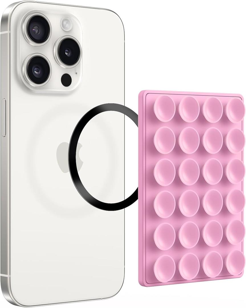 amBand Magnetic Suction Phone Mount for MagSafe Case, Silicone Cup Sticky Grip Holder for iPhone, Removable Hands-Free Selfie/Video for TikTok Influencers, Women Gift, Dusty Violet