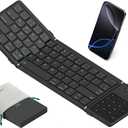 Nillkin Upgraded Foldable Bluetooth Keyboard with Touchpad & Number Pad, Portable Wireless Keyboard for Travel, PocketSized, Full Size Keys, Support 3 Devices for iPad Laptop Tablets Phone, Black