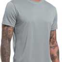 OYGSieg 6 Pack Workout Shirts for Men Short Sleeve Athletic Active Tops Quick Dry Crew Neck T Shirt for Running (L)