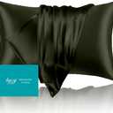 Mulberry Silk Pillowcase for Hair and Skin Queen Size 20"X 30" with Hidden Zipper, Softer Than Silk Pillow Cases Queen Smooth Cooling Pillow Covers for Sleeping(Olive Green,Queen,1Pcs)