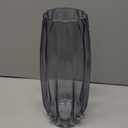 Black Grey Glass Vase with Modern Ribbed for Flowers, Candles, and Decorative Accents - Tall/Short Glass Vase for Centerpieces Home Table Decor(Grey H7.87inch) (H-11.8inch)