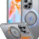 TORRAS 360 Rotatable Magnetic Ring Only for iPhone 16 Pro Max Case, Fit for MagSafe with Stand Ring Holder, 16FT Mil-Grade Shockproof Translucent for iPhone 16 Pro Max PC&TPU Case Ostand, Grey (Natural Titanium)