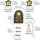 Fairy Garden Decor Fairy Door and Windows for Trees, Glow in The Dark Yard Sculpture Lawn Ornament Mini Garden Art Outdoor Decor Accessories with Lantern (C)