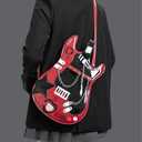 Patent Leather Guitar Shaped Bag for Women, Stylish PU Leather Shoulder Crossbody Bag, Punk Rock Musical Instrument Satchel