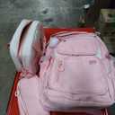 Bevalsa School Backpack for Girls, Bookpack with Bento Lunch Box, Insulated Bag & Utensils, 43oz Lunch Containers with 6 Compartment Schoolbag Set for Kids Elementary Middle Student (Pink)