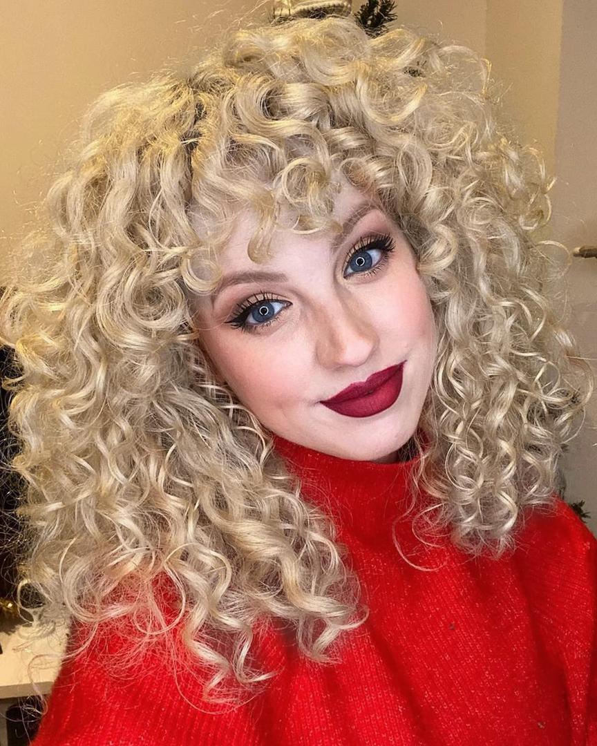 LONAI Short Blonde Curly Wig with Bangs for Women Ash Blonde Wigs with Bangs WIG006 Curly Synthetic Wig for Daily Use Party Cosplay-Ash Blonde (14 Inch (Pack of 1)