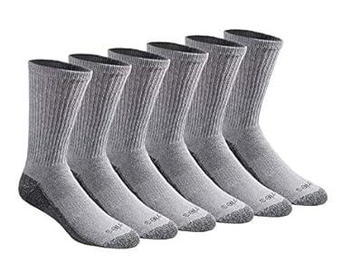 Dickies Men's Dri-Tech Original Moisture Control Crew Socks, Grey (6 Pairs), Large